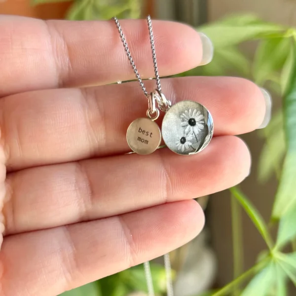 Best Mom Sterling Silver Charm Necklace