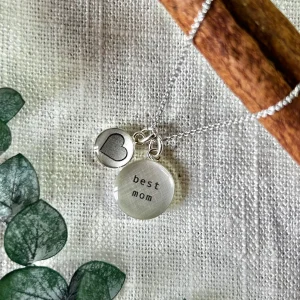 Best Mom Sterling Silver Charm Necklace