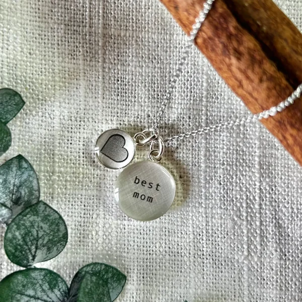 Best Mom Sterling Silver Charm Necklace