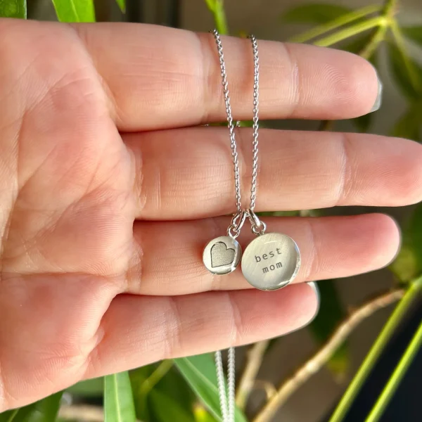 Best Mom Sterling Silver Charm Necklace