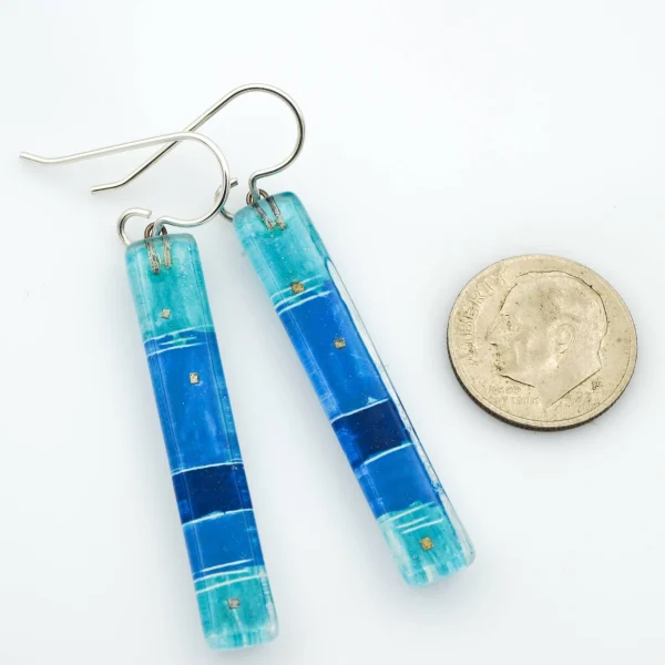 Blue Strata Bar Earrings