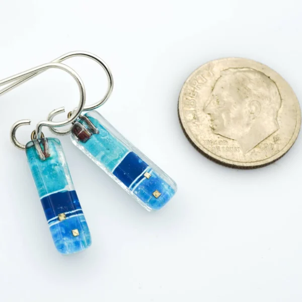 Blue Strata Bar Earrings