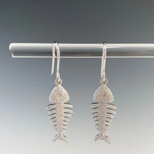 Fish Bone Pave Earrings