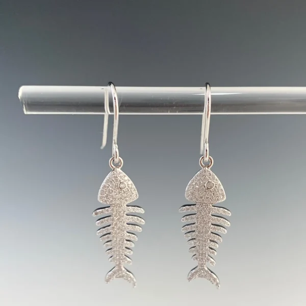 Fish Bone Pave Earrings