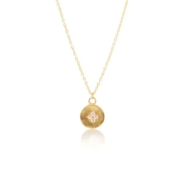 Four Star Wave Charm in 18K Gold and Diamonds Necklace