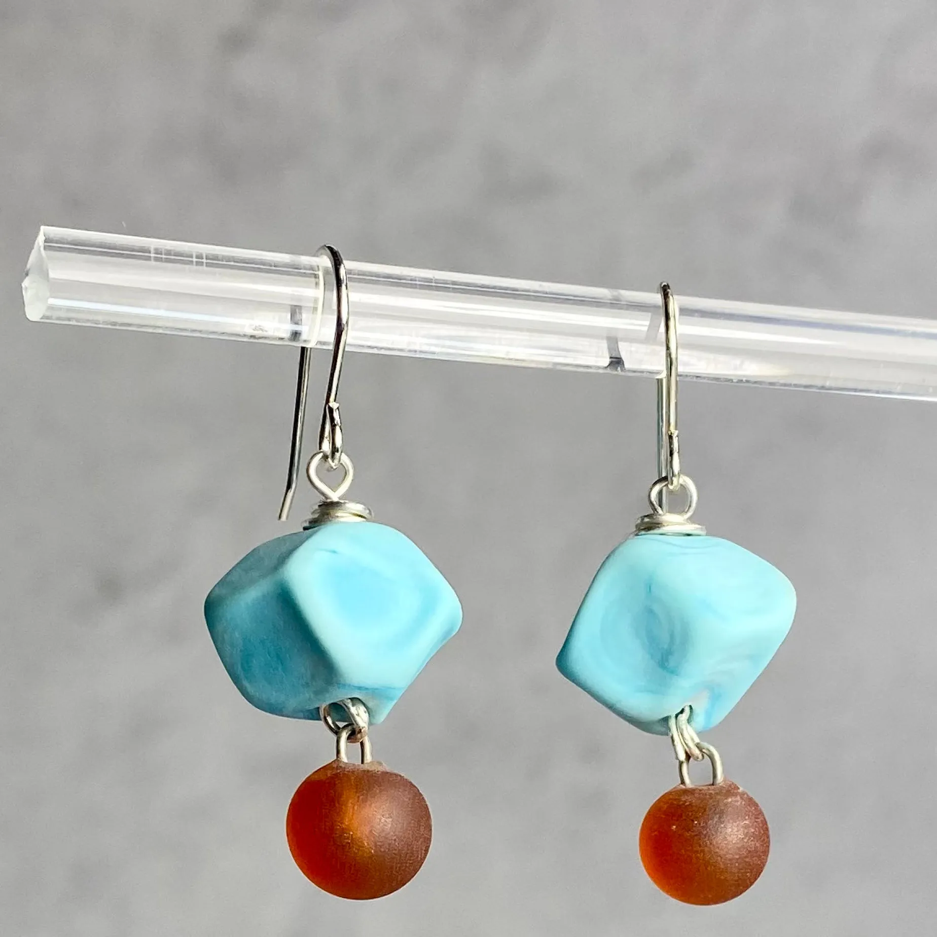 glass_nugget_and_charm_ea_0.webp Glass Nugget and Charm Earrings with Turquoise and Amber