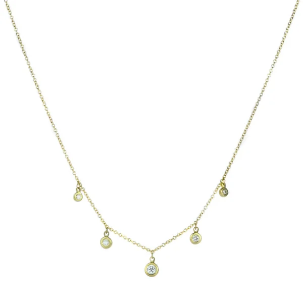 Kima 16" Necklace with Five 1 Point Diamond Studs