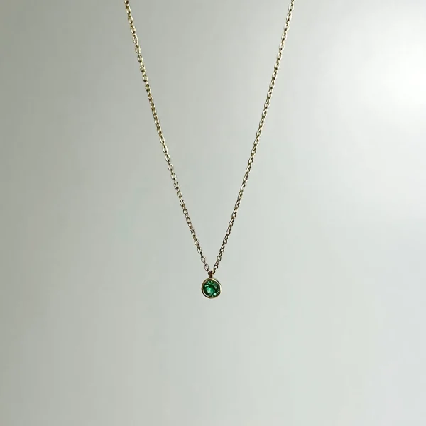 Micro 3.0 mm Emerald 18k Gold Necklace