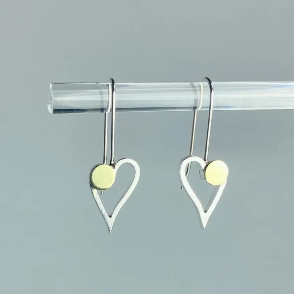 Mini Heart Earrings with 18k Bimetal Dot