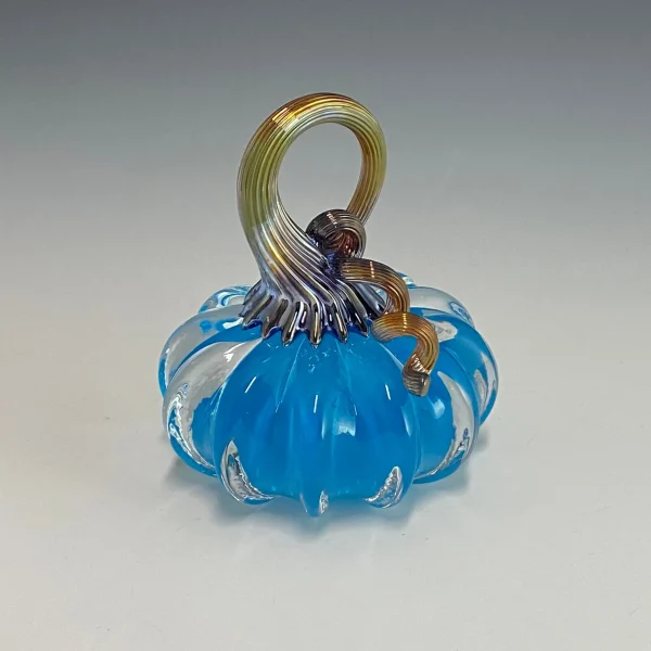 Mini Solid Blue Glass Station Pumpkins