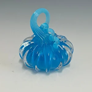 Mini Solid Blue Glass Station Pumpkins