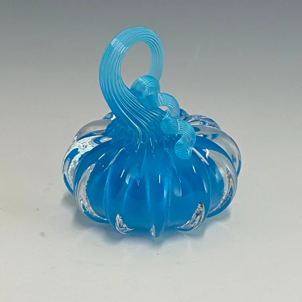 Mini Solid Blue Glass Station Pumpkins