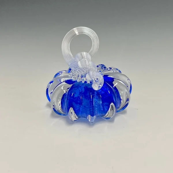 Mini Solid Blue Glass Station Pumpkins