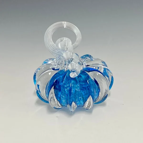 Mini Solid Blue Glass Station Pumpkins