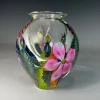 Mixed Bouquet Paperweight Vase with Pink Clematis and Blue Holly Hocks