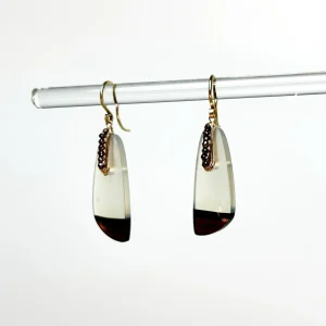 Montana Agate Earrings with Chocolate Diamonds and 14k Gold Wire Wrap