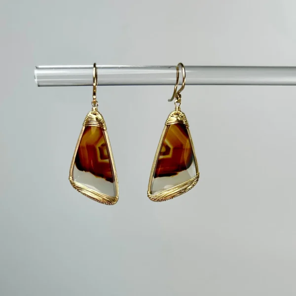 Montana Agate Earrings with 14k Gold Wire Wrap