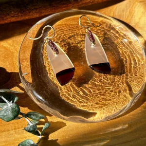 Montana Agate Earrings with Chocolate Diamonds and 14k Gold Wire Wrap