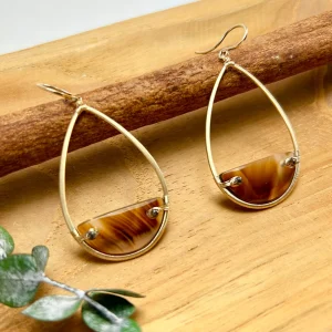 Montana Agate Earrings with 14k Gold and Brown Diamonds