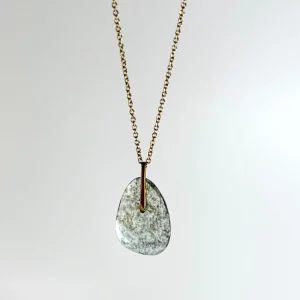 Moss Aqua Drop on 14k Gold Necklace