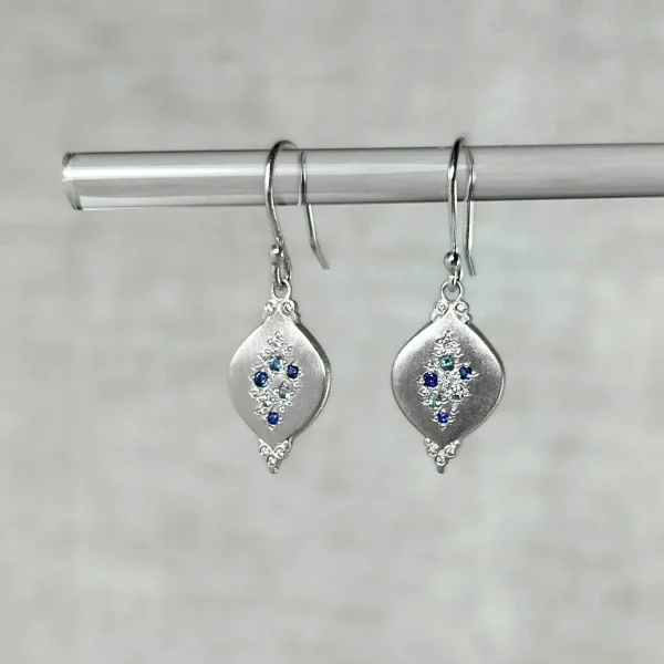 Raindrop Sapphire and Diamond Earrings