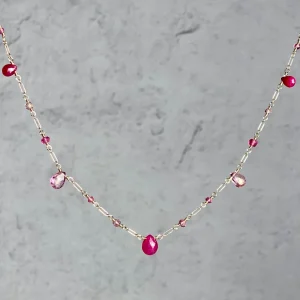 Short Delicate Pink Semiprecious Stone Necklace
