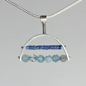 Small Arch Necklace with Lapis and Aquamarine