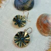 Smokey Sapphire and Quartz Ruffle Gold Earrings
