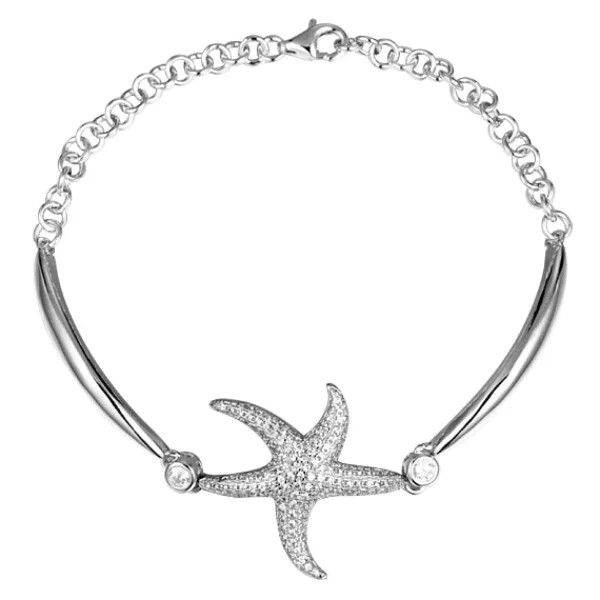 Sterling Silver and Pave Cubic Zirconia Starfish Bracelet