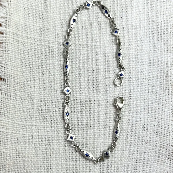Sterling Silver Charm Bracelet with Sapphires