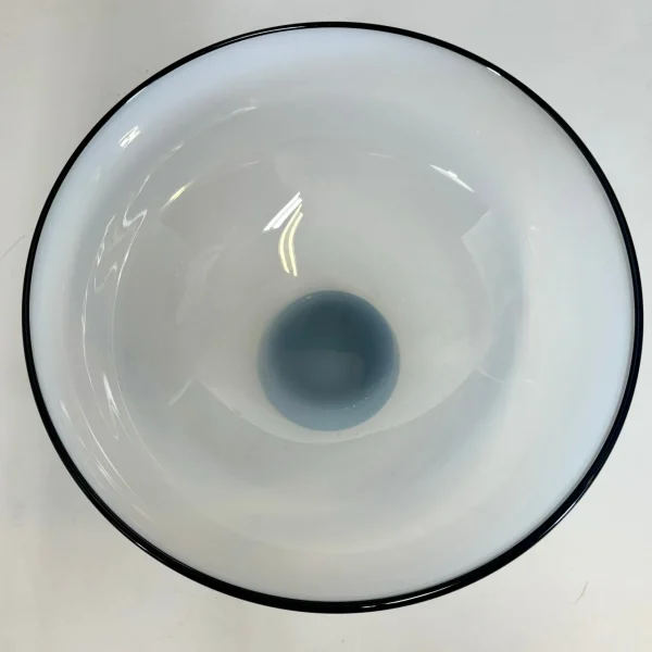 White with Black Lip Wrap Low Bowl