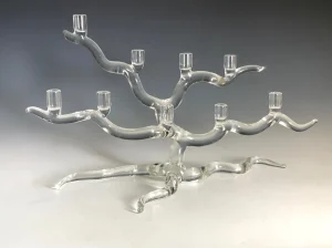 Wide Tree Of Life Menorah in Clear