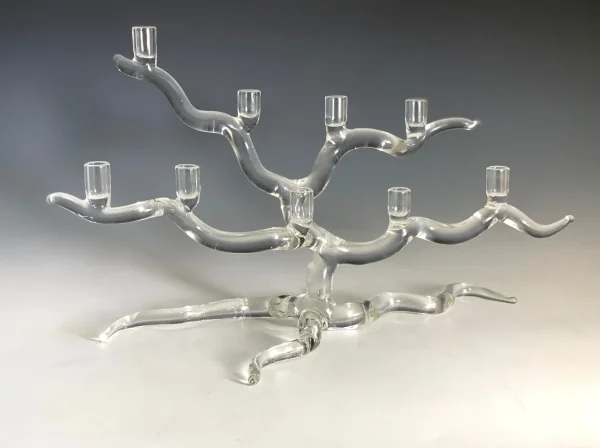 Wide Tree Of Life Menorah in Clear