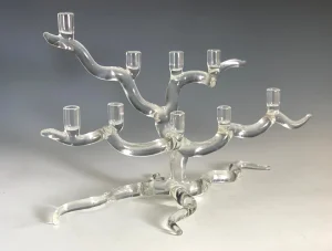 Wide Tree Of Life Menorah in Clear